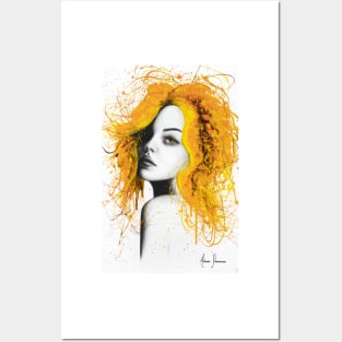 Sunflower Girl Portrait Posters and Art